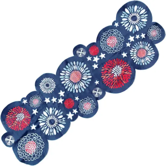 Spectacular Festive Flowering Fireworks Printed Easy-Care Fabric Table Linen {1}