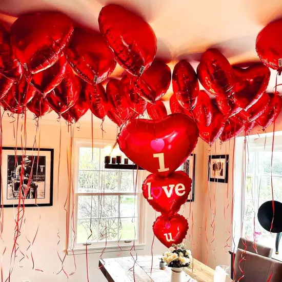 38 Inch I Love U Balloons I Love You Mylar Foil Balloons Red Love Heart Balloons for Party Engagement Anniversary Wedding Decor Supplies {4}