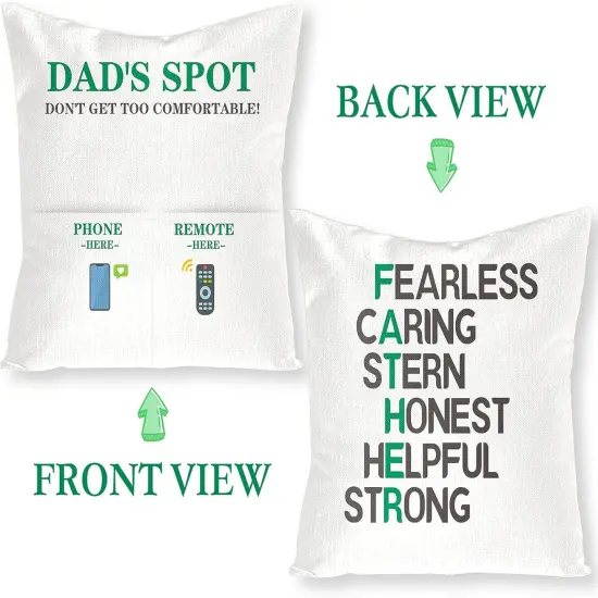 1PCS Dad&rsquo;s Spot Throw Pillow Case, Father's Day Pillow Cover with 2 Pockets, Father's Day, Birthday, Thanksgiving Gift for Daddy Papa, Father's Day Linen Square Throw Pillow Case for Sofa Bed {3}