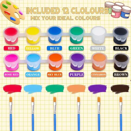140 Pcs Mini Acrylic Paint Set for Kids, 12 Colors Washable Acrylic Paint Strip with 5 Paint Tray for Kids&Adults Craft Paint {2}