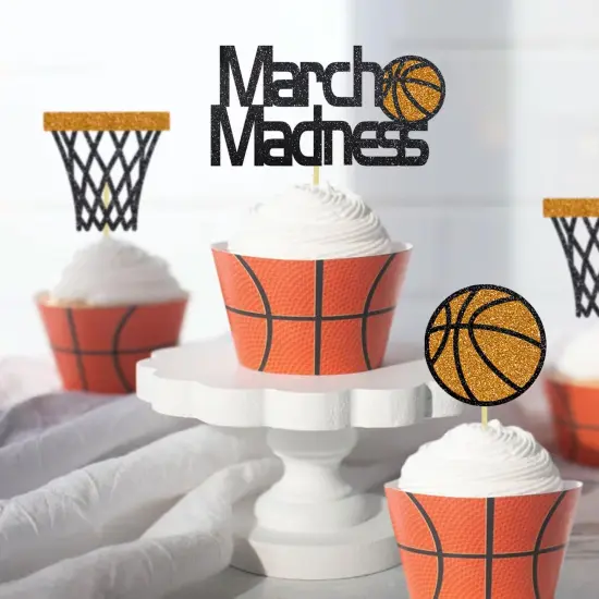 24Pcs Basketball Cupcake Toppers for Basketball Party Decorations, Basketball March Madness Cupcake Toppers, Basketball Theme Birthday Party Decorations {3}