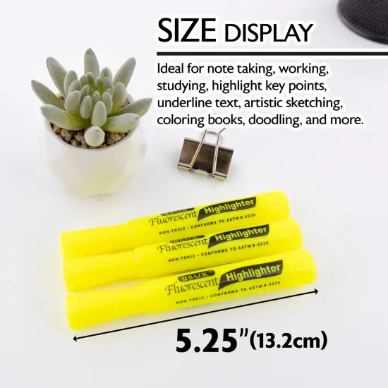 BAZIC Desk Style Fluorescent Highlighters Yellow (4/Pack) {2}
