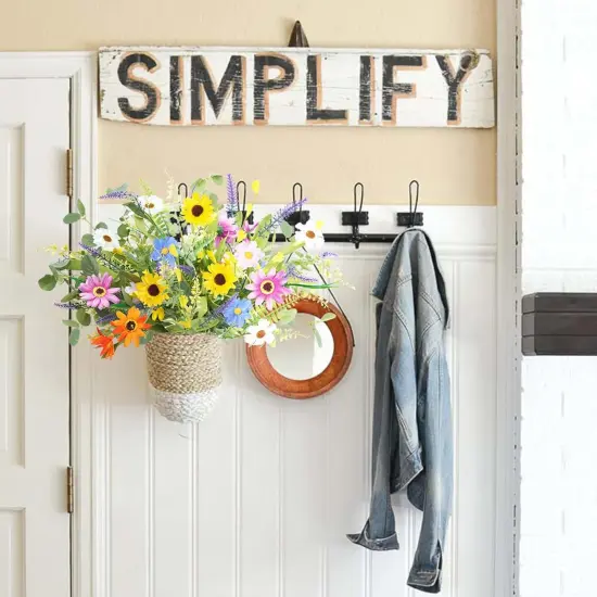 4 Bundles Artificial Summer Tabletop Floral Arrangements Daisy Flowers Bouquet, 20 Inch Fake Silk Summer Flowers Faux Wildflowers Floral Arrangements {4}