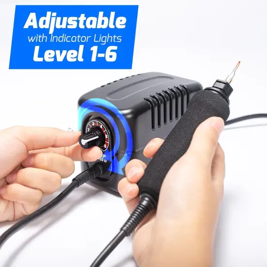 Wood Burning Kit with Quick-Change Woodburning Tool Wire-Nib Tips 250-600℃/482-1112℉ Adjustable with 5 Wood Burner Tips, Tip Removal Tool, Wood Burning Pen Holder, 2 Wood Pieces {3}