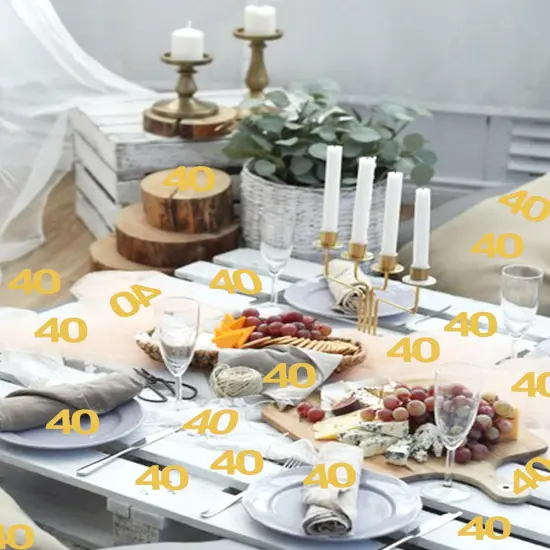 40th Happy Birthday Confetti Decorations - Gold Glitter Number 40 Party Decorations, Wedding Anniversary Party Table Decorations {3}