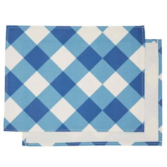 Set of 6 Blue and White Plaid Cloth Placemats, 16.5 x 12.6 Inches Burlap and Polyester Washable Table Mats with Buffalo Design, Farmhouse-Style Dining Table Decorations {6}