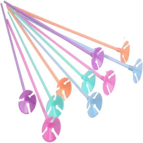 100 pcs 13inch Plastic Colorful Balloon Sticks Holders and Cups for Party, Wedding, Anniversary Decoration {5}