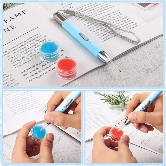 2 Pieces Diamond Painting Pen with Light Drill Diamond Painting Accessories 12 Pen Heads, 2 Anti-Slip Mats, 2 Wax Organizer Cases for DIY Craft Supplies Tools(Blue, Green) {4}