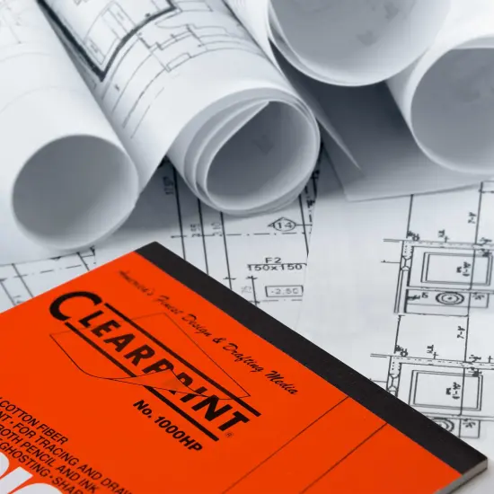 Clearprint 1000H 8.5" x 11" Design Vellum Pad with 30-Degree Isometric Fade-Out Grid, 16 lb., 100% Cotton, 50 Sheets/Pad {3}