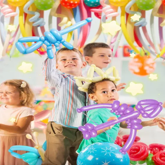 100 Pcs 260Q Balloons Kit with Pump - Kids Premium Latex Twisting Long Balloons to Make Animals Flowers, Pastel Color Party Balloons for Boys Girls Christmas Birthday Gifts Clowns Wedding Decoration {3}
