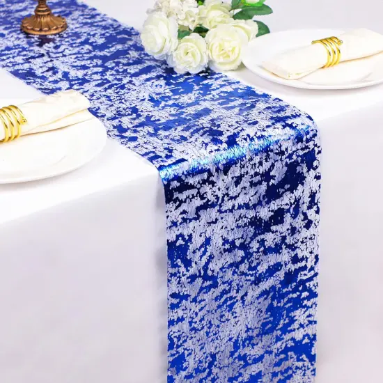 2 Pieces Royal Blue Table Runner, Sequin Glitter Foil Metallic Thin Mesh Runner Roll 11"x108" Blue Table Decorations for Wedding Birthday Party Christmas Graduations {4}