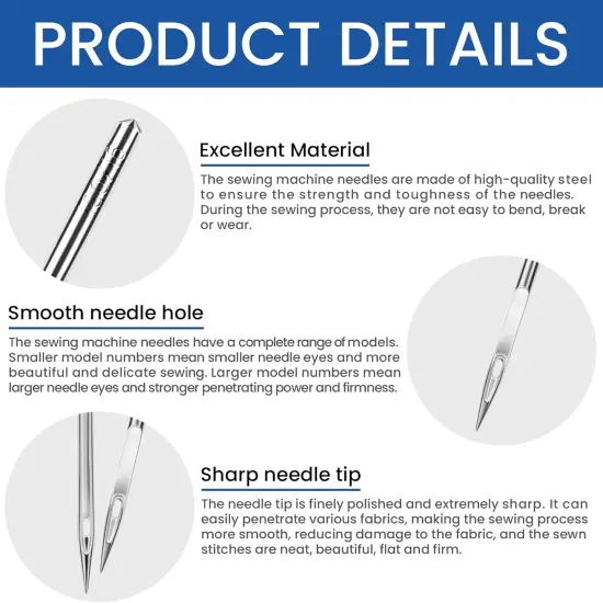 60 PCS Sewing Machine Needles, 100/16 Universal Sewing Machine Needles, Suitable for Singer, Brother, Janome Sewing Machines, Sizes 65/9, 75/11, 80/12, 90/14, 100/16, 110/18 {4}