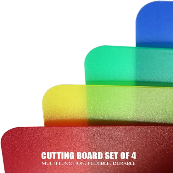 Flexible Plastic Cutting Boards for Kitchen, 4 Translucent Colors Cutting Mats 15 x 12 In, BPA-Free, Non-Porous, Dishwasher Safe, Set of 4 {5}