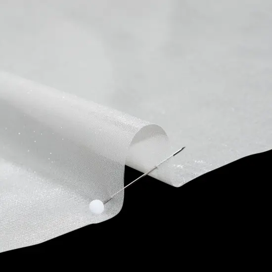 1 Yard Silver on White Liquid Sheen Chiffon Sheer 60" Width Fabric for Blouses, Dresses & Overlays {2}