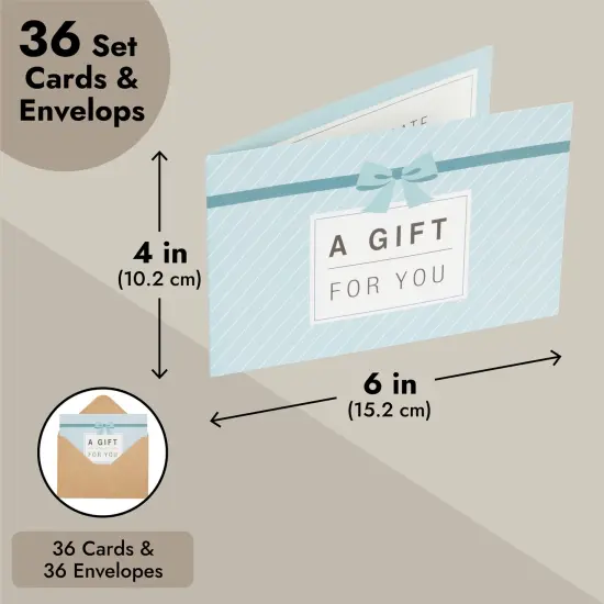 36-Pack Blank Gift Certificates with Envelopes for Small Business &ndash; Custom Paper Gift Cards for Spa, Hair Salon, Restaurant, Massage Clients (4x6 in) {5}
