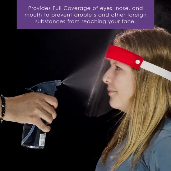 Salon World Safety Kids Face Shields (Pack of 10) - 5 Colors, 2 of Each - Clear Protective Children's Full Face Shields - Anti-Fog PET Plastic {6}