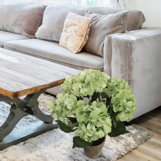 Green Hydrangea Flower Bush - 7 Bloom Heads, Lifelike Silk Flowers, Perfect for Bouquets, Centerpieces & Home D&eacute;cor - Spring & Wedding Accents, Floral Home by Artificial Flowers {6}