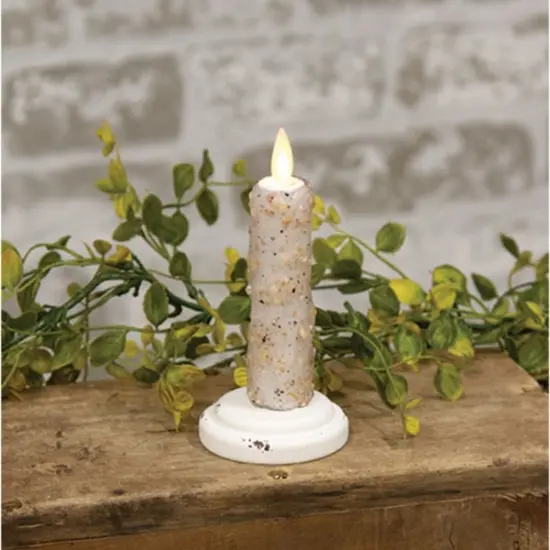 Decorative Silicone Dipped Taper Candle with Wooden Base Warm Glow Timer and Remote Control {2}