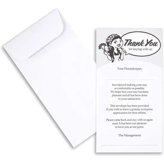 500 Pack Housekeeping Tip Envelopes Bulk, Thank You Envelopes for Cash, Coins, Gratuity for Hotel (3.5x6.5 in) {6}