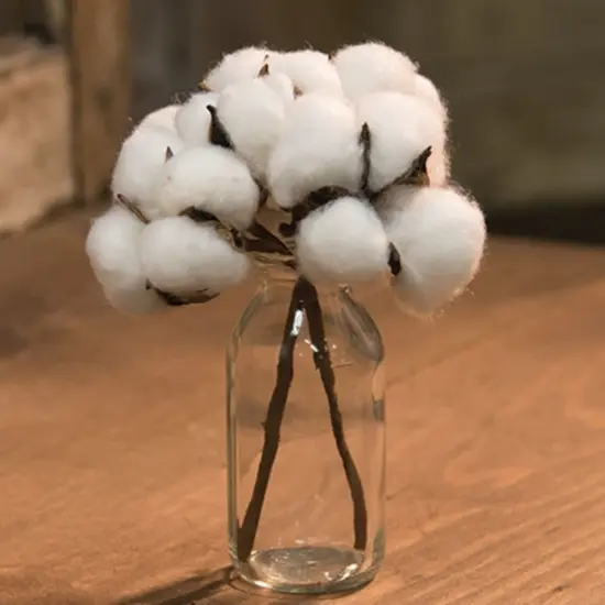 6 Inch Set of 2 White Cotton Ball Pick with Brown Branch {2}