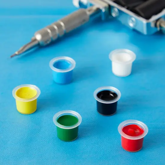 1000 Pack Disposable Tattoo Ink Caps, Pigment Cups for Microblading (14mm) Clear {2}