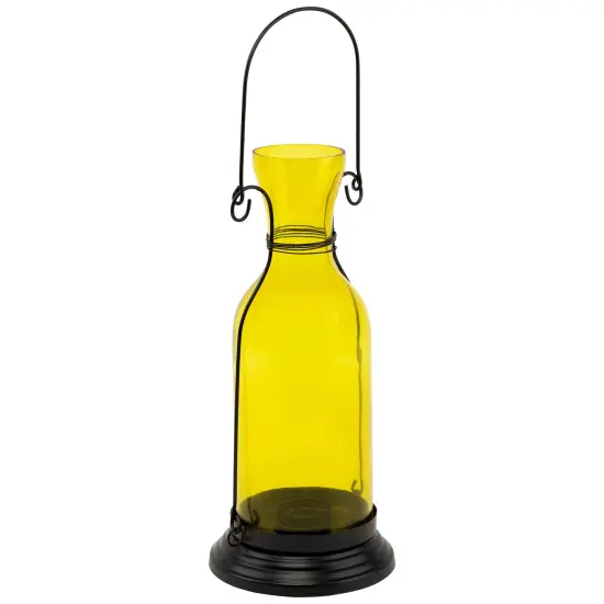 Northlight Transparent Glass Candle Lantern with Metal Frame - 12" - Yellow and Black {5}