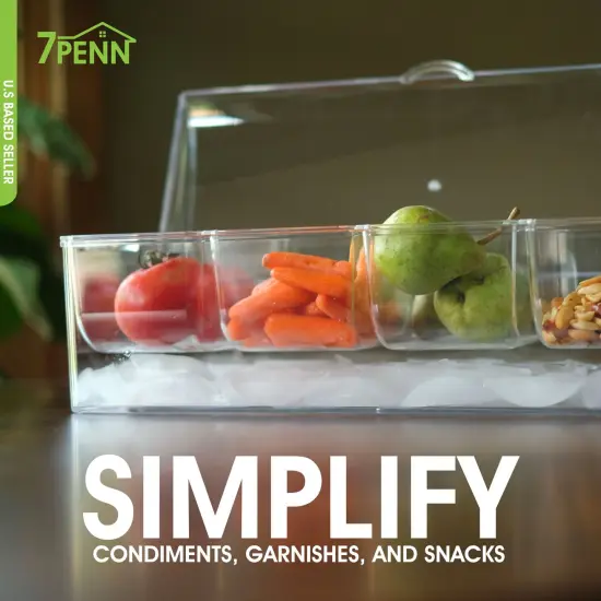 7Penn | Garnish Tray Condiment Tray with Ice Chamber Lid Condiment Containers {5}