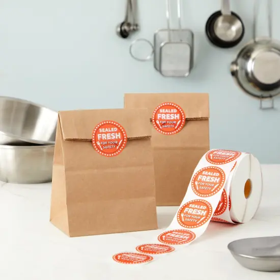 1000-Pieces of Tamper Evident Labels Roll for Food Delivery, 2 Inch Round Sealed Fresh for Your Safety Stickers, Tape for Restaurant Packages, Diners, Business Labeling {2}