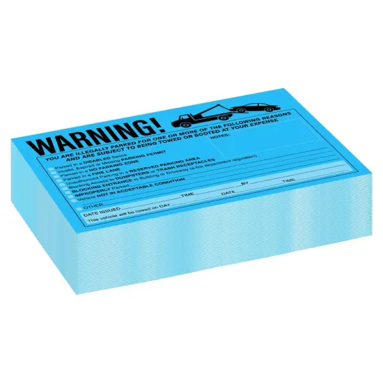 50-Pack Parking Violation Stickers, You are Illegally Parked Adhesive Tow Sign Tickets, Bulk Set of 5x8 Blue No Parking Car Warning Towed Notice Labels, Tags for Vehicle Window {7}