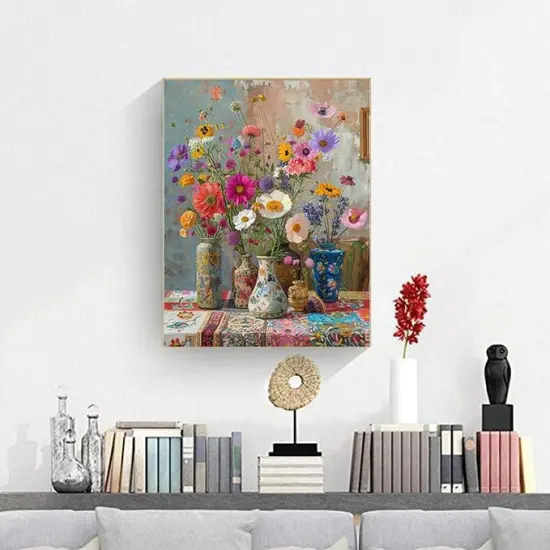 Flowers Diamond Painting Kits for Adults, Diamond Art Kits for Adults Beginner,DIY 5D Full Round Drill Small Diamond Dots Gem Art Kits for Adults,Home Wall Decor 12 x 16Inch {2}