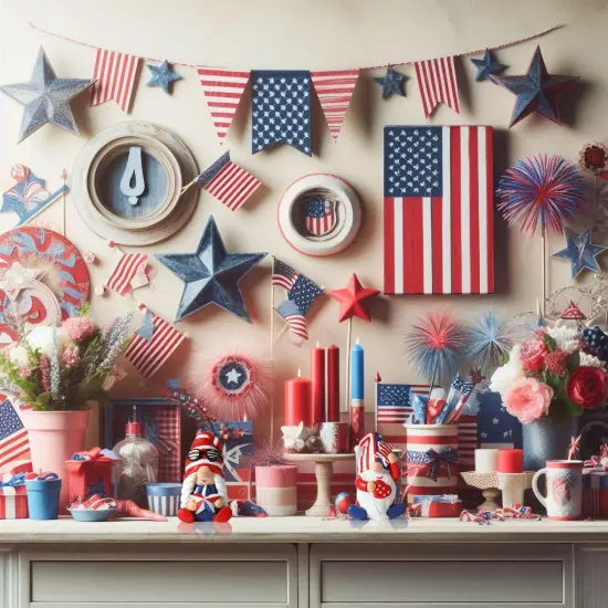 4th of July Gnomes Set of 2 - Handmade Resin Patriotic Gnomes Figurines for Indoor Independence Day Decorations {2}