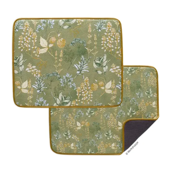 Kitchen Herbs Microfiber Dish Drying Mats, Set of 2 {1}