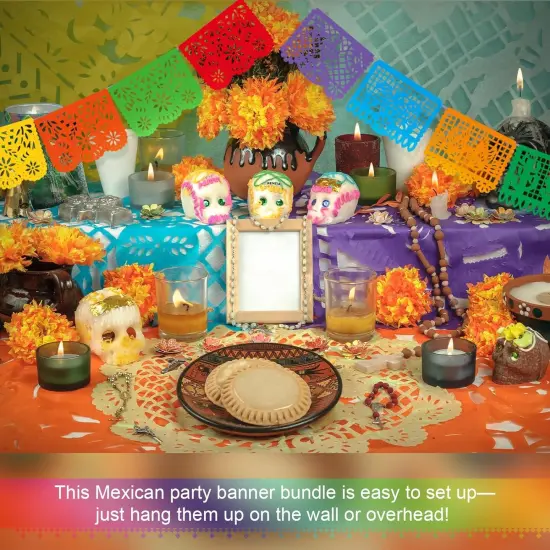 20 Pcs 15 Ft Mexican Party Banners for Fiesta Party Papel Picado Bulk Cinco de Mayo Decorations {5}