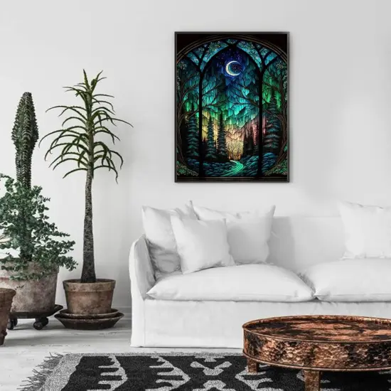 Starry Night Diamond Painting Kits- Tree Diamond Art for Adults,Gem Painting Crafts for Adults Home Wall Decor,DIY 5D Gem Art Moon Perfect for Relaxation(12x16 Inch) {5}