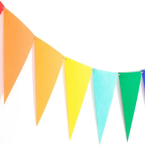 Pre-Assembled Rainbow Banner Buntings, Felt Fabric Pennant Banner Multicolor {3}