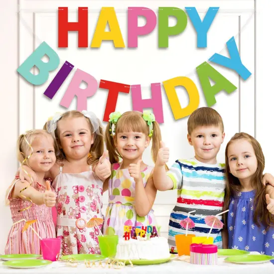 Happy Birthday Banner 9ft Colorful - Pre-Strung No DIY Backdrop Sign for Parties, Adults, Kids, Boys & Girls - Reusable Birthday Decorations & Party Supplies {5}