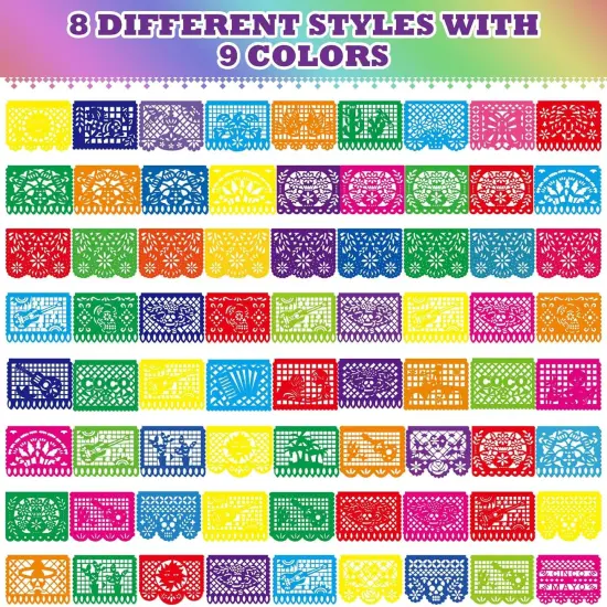 20 Pcs 15 Ft Mexican Party Banners for Fiesta Party Papel Picado Bulk Cinco de Mayo Decorations {2}