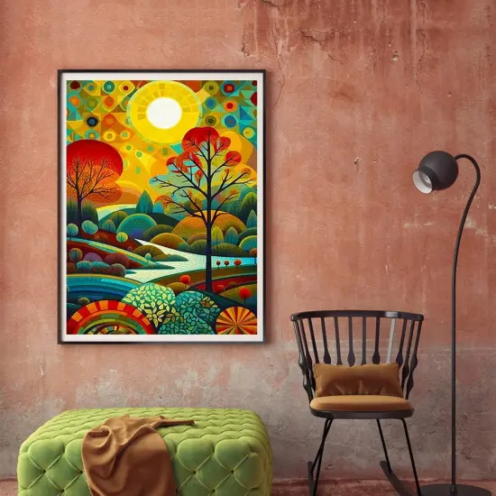 Diamond Painting Kits for Adults, 5D DIY Diamond Art Kits for Beginners, Full Drill Diamond Painting Kits for Home Wall Decor, Stained Glass Landscape, 12x16 Inch {3}