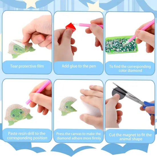 16 Pcs Diamond Painting Magnets Spring Diamond Art Magnet Kits for Adults Animals Rhinestones Refrigerator Stickers for Fridge DIY Crafts Toy Gifts {5}