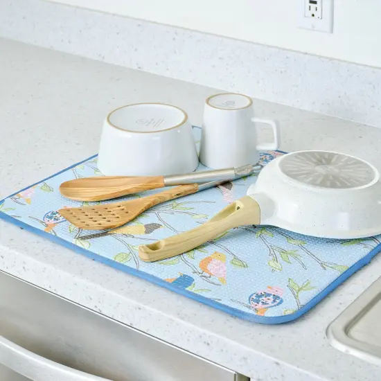 Floral Finch & Friends Microfiber Dish Drying Mats, Set of 2 {2}