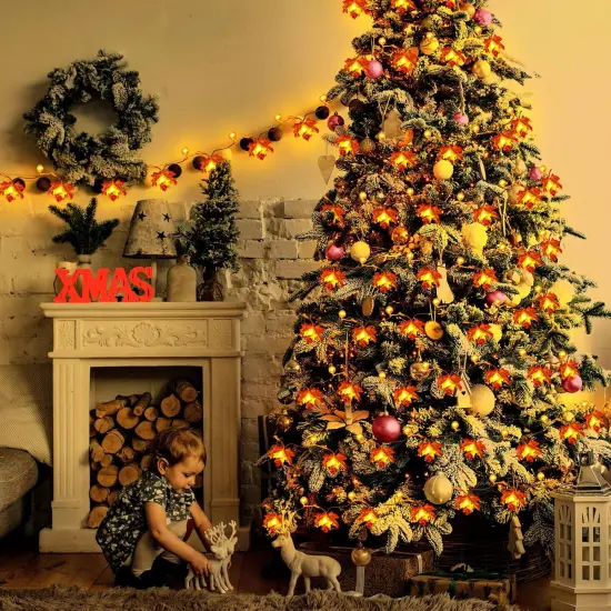 Fall Decor Lighted Maple Leaf Garlands {3}