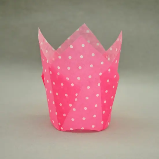 Large Muffin Greaseproof paper Baking cupcake cups, 2-1/4" x 4" Pink printed with Polka Dot Tulip Baking Cup(Large) (125pcs) {4}