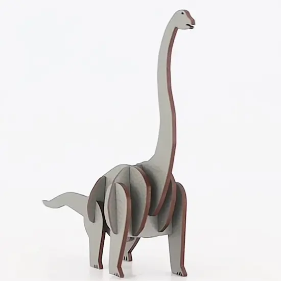 Little & Wood: Woodlet: Medium - Brachiosaurus - Grey, 3D Wooden Kit-Set, Jurassic Dinosaur Puzzle, Easy Assembly Model, Pop Build Fun, Ages 6+ {5}