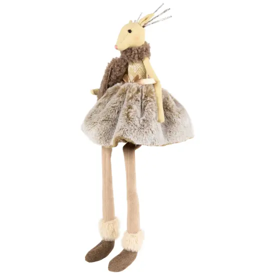 Northlight Sitting Reindeer Girl with Dangling Legs Christmas Figure - 18" Beige {6}