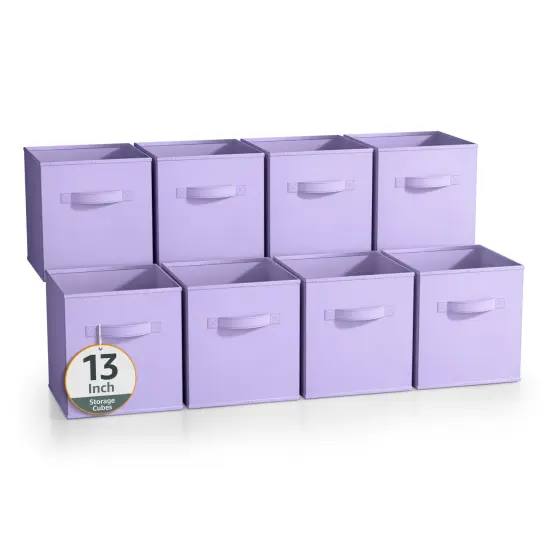 Sorbus Large 13" Storage Bins - 8 Pack Sturdy Collapsible Fabric Storage Cubes with Handles - Pastels Pastel purple {1}