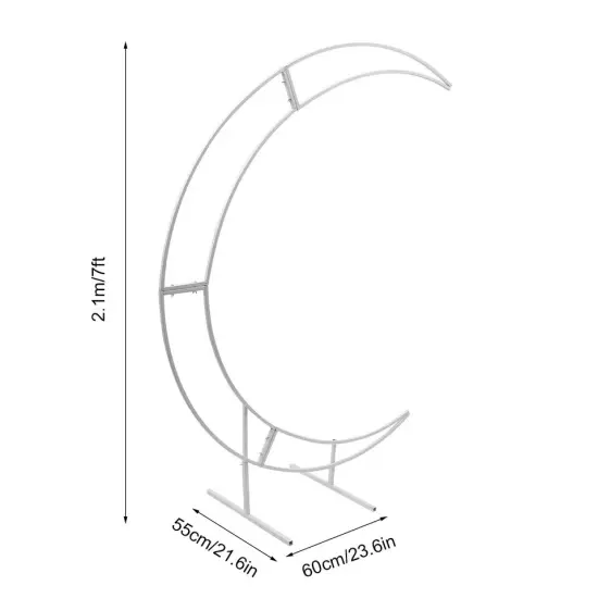 7ft White Metal Crescent Moon Wedding Arch Stand, Curved Flower Balloon Frame {4}
