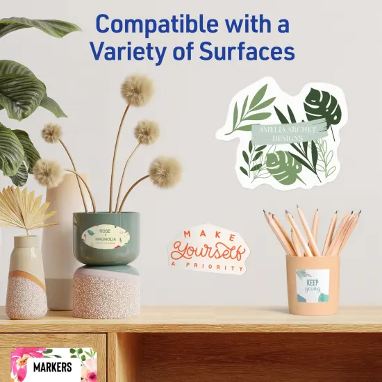 Avery Durable DIY Polyester Sticker Paper, 8.5" x 11", Removable Surface Safe Adhesive, Water-Resistant with Laser or Pigment-Inkjet Printers, 3 Full-Size Label Sheets (61512) {6}