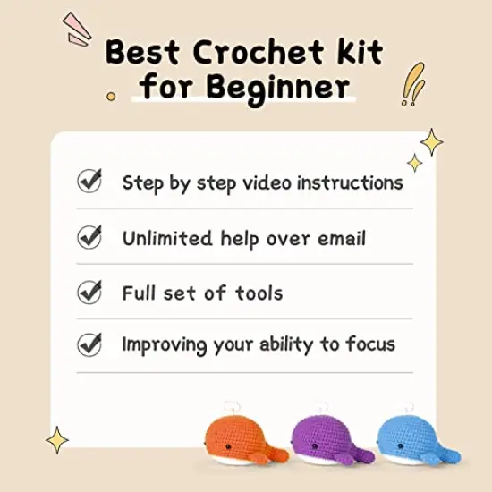 Crochet Kit for Beginners,DIY Craft for Adults, Kids, Great Gift for Crochet Lovers, Crochet Animal Kits with Step by Step Videos,Crochet Hook,Birthday Gift, Holiday Gift {4}
