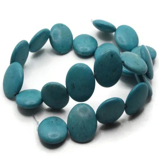 22 20mm Synthetic Turquoise Blue Coin Gemstone Beads {2}