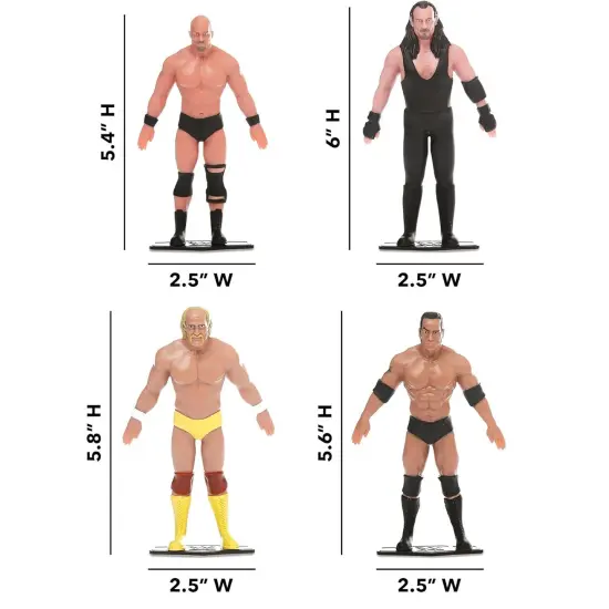 FleXfigs: WWE Legends - 4 Character Pack - Pro Wrestler Articulated Action Figures, Flex It - Pose It!, Collectible Toy Miniatures, Licensed, Kids 3+ {5}